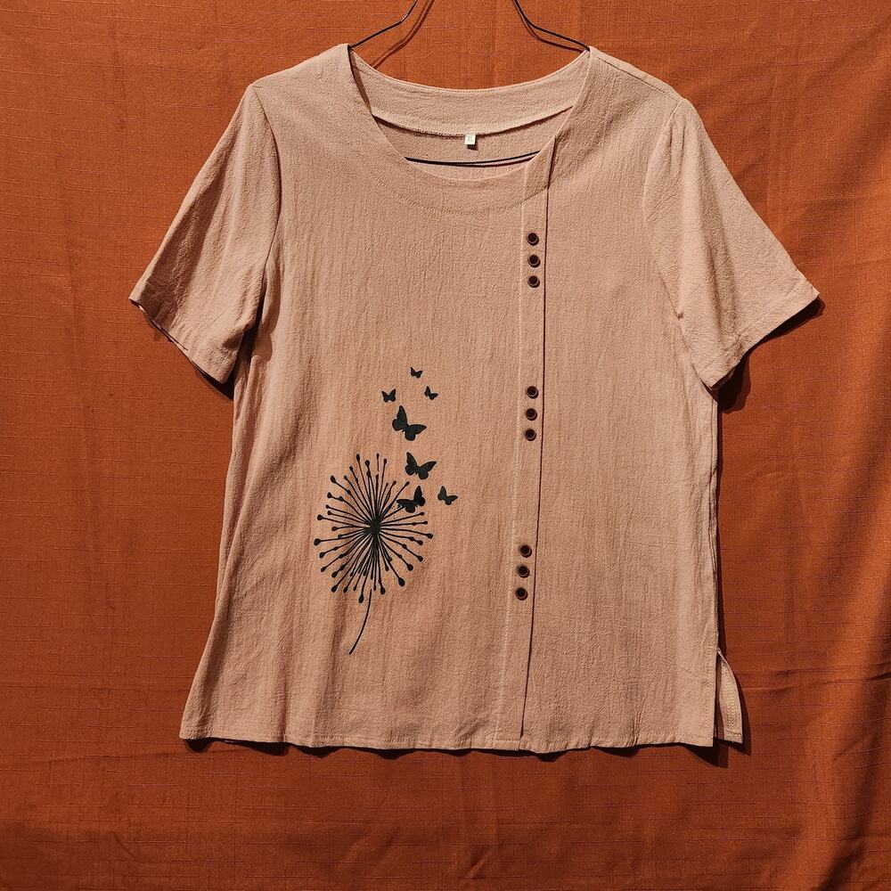 Dusty Pink Lagenlook Meets Forest Fairy 'Make A Wish' Women's Top Sz XL Casual